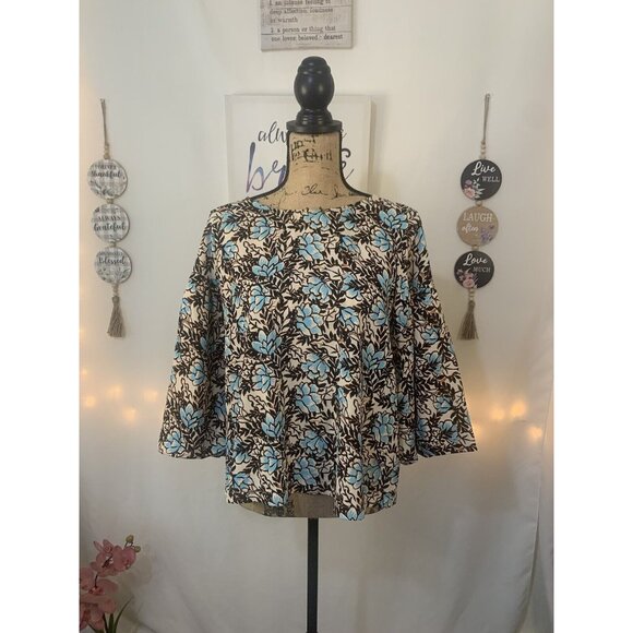 (B-40) 3/4 sleeves womens blouse floral size L MadisonGrey - Picture 2 of 9